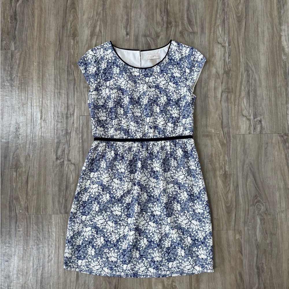 LOFT Blue and White Floral Mini Dress